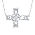 wholesale 925 Sterling Silver Zirconia Celtic Knot Cross Pendant Necklace for Women Girls Mom Wife Gifts-0-0