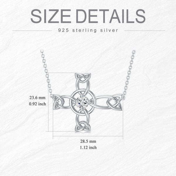 Sterling Silver Sideways Celtic Knot Cross Pendant Necklace-1