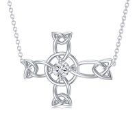 wholesale 925 Sterling Silver Zirconia Celtic Knot Cross Pendant Necklace for Women Girls Mom Wife Gifts- Rhodium Plated