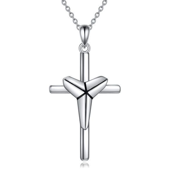 Sterling Silver Black Mamba Memorial Cross Pendant Necklace -0