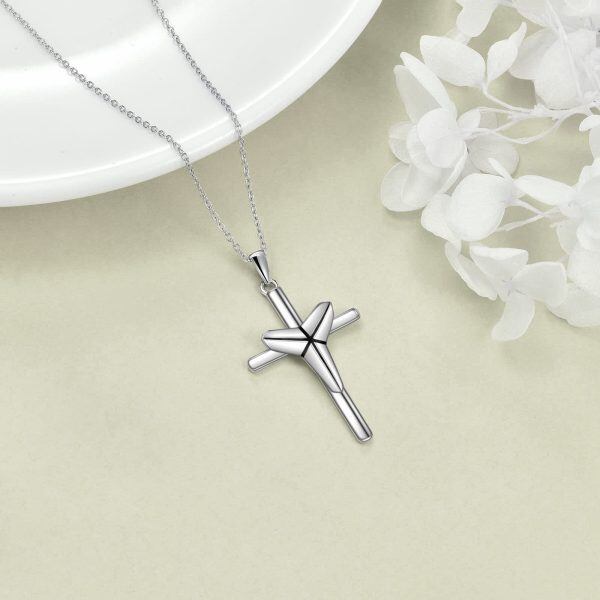 Sterling Silver Black Mamba Memorial Cross Pendant Necklace -4