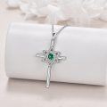 wholesale 925 Sterling Silver Green Cubic Zirconia Star of David Cross Pendant Necklace for Women-0-3