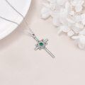 wholesale 925 Sterling Silver Green Cubic Zirconia Star of David Cross Pendant Necklace for Women-0-4