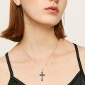 wholesale 925 Sterling Silver Gothic Red Stone Cross Pendant Necklaces for Women and Men s-0-2