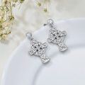 wholesale 925 Sterling Silver Celtic Knot Cross Drop Dangle Stud Earrings with Cubic Zirconia s for Women and Girls-0-4