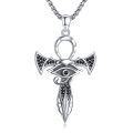 wholesale 925 Sterling Silver Black Onyx Horus Eye Ankh Cross Pendant Necklace  Mens Amulet Chain Jewelry Protection Gift For Her-0-0