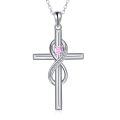 wholesale 925 Sterling Silver Pink Cubic Zirconia Infinity Cross Necklace for Women Girls-0-0