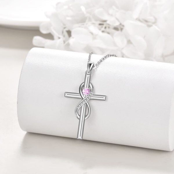 Sterling Silver Infinity Cross Pendant Necklace-3