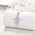 wholesale 925 Sterling Silver Pink Cubic Zirconia Infinity Cross Necklace for Women Girls-0-3
