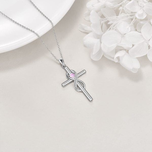 Sterling Silver Infinity Cross Pendant Necklace-4