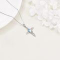 wholesale 925 Sterling Silver Rainbow Moonstone Celtic Knot Cross Pendant Necklace for Women Irish Good Luck s-0-3