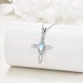 wholesale 925 Sterling Silver Rainbow Moonstone Celtic Knot Cross Pendant Necklace for Women Irish Good Luck s-0-4