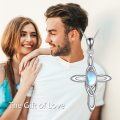 wholesale 925 Sterling Silver Rainbow Moonstone Celtic Knot Cross Pendant Necklace for Women Irish Good Luck s-0-5