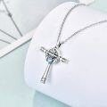 wholesale 925 Sterling Silver Blue CZ Claddagh Cross Pendant Necklace for Women Girls-0-4
