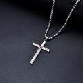 wholesale 925 Sterling Silver &  Cross Pendant with Engraved Message To My Son Love Mom Never Forget That I Love You - 24 inch Chain Necklaces for Men Women Boys Girls s-0-2
