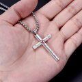 wholesale 925 Sterling Silver &  Cross Pendant with Engraved Message To My Son Love Mom Never Forget That I Love You - 24 inch Chain Necklaces for Men Women Boys Girls s-0-4