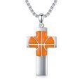 wholesale 925 Sterling Silver &  Basketball Cross Pendant Necklace  - Christian s for Boys Girls Teens Adults-0-0