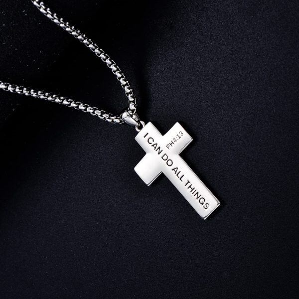 Sterling Silver Basketball Cross Pendant Necklace with Stainless Steel Chain-1