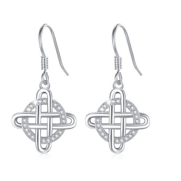 Sterling Silver Shining Cross Dangle Earrings for women-0