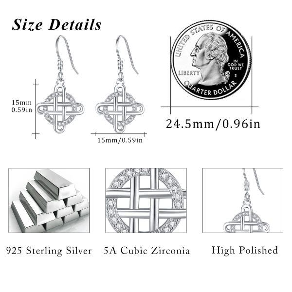 Sterling Silver Shining Cross Dangle Earrings for women-1