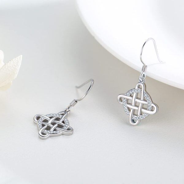 Sterling Silver Shining Cross Dangle Earrings for women-3