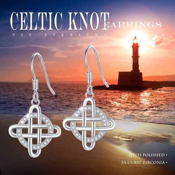 Sterling Silver Shining Cross Dangle Earrings for women-4