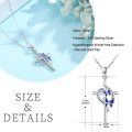 wholesale 925 Sterling Silver Butterfly Cross Pendant Necklaces with Blue Enamel Gifts for Women Girls-0-1