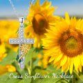 wholesale 925 Sterling Silver Cross with Yellow Flower and Green Leaf Pendant Necklace for Women/Mom-0-6