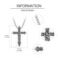 wholesale 925 Sterling Silver Gothic Cross with Black Rose Stone Necklace - Christian Religious  for Women and Girls-0-1