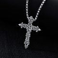 wholesale 925 Sterling Silver Gothic Cross with Black Rose Stone Necklace - Christian Religious  for Women and Girls-0-4