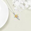wholesale 925 Sterling Silver Sunflower Cross Pendant Necklace - Mother's Day Gifts for Her-0-2