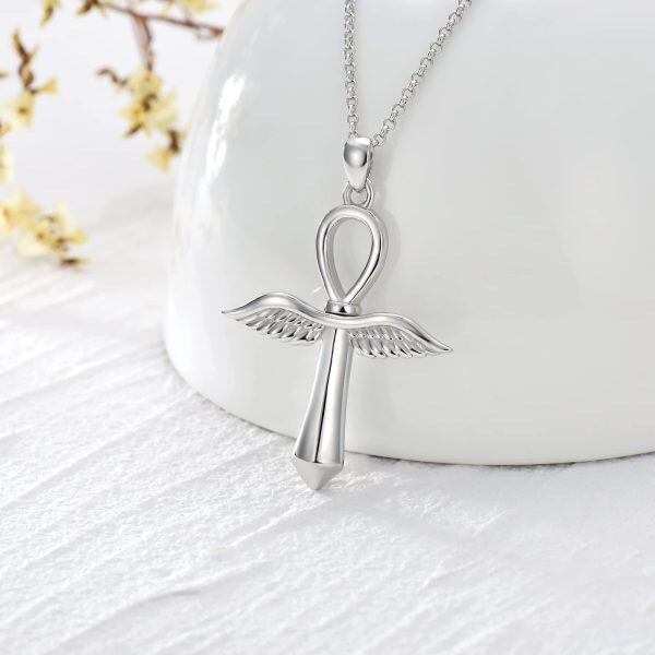 Sterling Silver Ankh Cross Urn Necklace for women-3