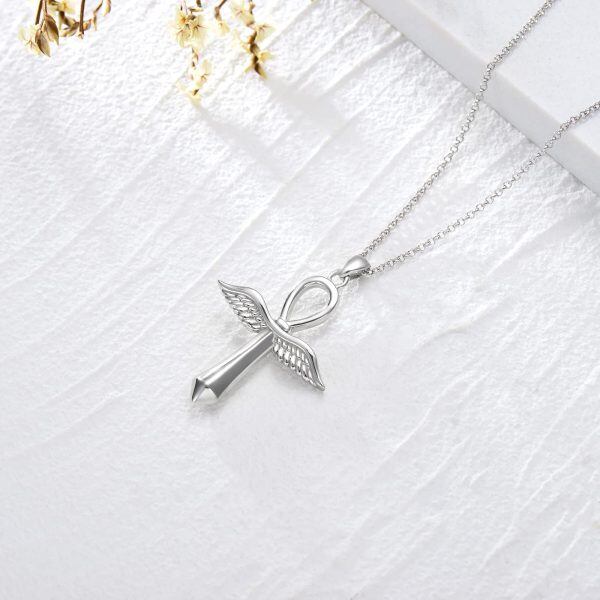 Sterling Silver Ankh Cross Urn Necklace for women-4