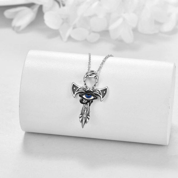 Sterling Silver Ankh Eye of Horus Cross Protection Pendant Necklace for women-3