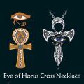 wholesale 925 Sterling Silver Oxidized Ankh Eye of Horus Cross Necklace - Ancient Egyptian Protection Pendant s for Women and Girls-0-5