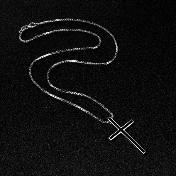 Sterling Silver Black Cross Pendant Necklace for women-3