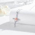 wholesale 925 Sterling Silver Rose Flower Cross Pendant Necklace for Women-0-4