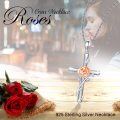 wholesale 925 Sterling Silver Rose Flower Cross Pendant Necklace for Women-0-5