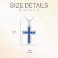 wholesale 925 Sterling Silver Blue Sapphire Cross Pendant Necklace for Women 30cm Long Chain-0-1