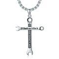 wholesale 925 Sterling Silver &  If Dad can't fix it no one can Tool Design Cross Pendant Necklaces for Men Women Gifts (Silver)-0-0