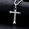 wholesale 925 Sterling Silver &  If Dad can't fix it no one can Tool Design Cross Pendant Necklaces for Men Women Gifts (Silver)-0-2
