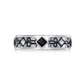 wholesale 925 Sterling Silver Black Onyx & CZ Square Cross Ring for Women Girls - Adjustable Size Anniversary Wedding Engagement Party Gifts-0-0