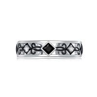 wholesale 925 Sterling Silver Black Onyx & CZ Square Cross Ring for Women Girls - Adjustable Size Anniversary Wedding Engagement Party Gifts- US # 10