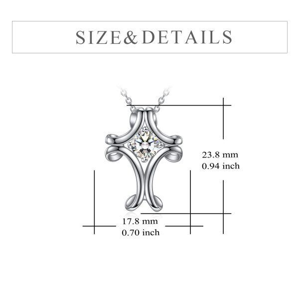 Sterling Silver Celtic Knot Cross Pendant Necklace with Clear CZ for women-1