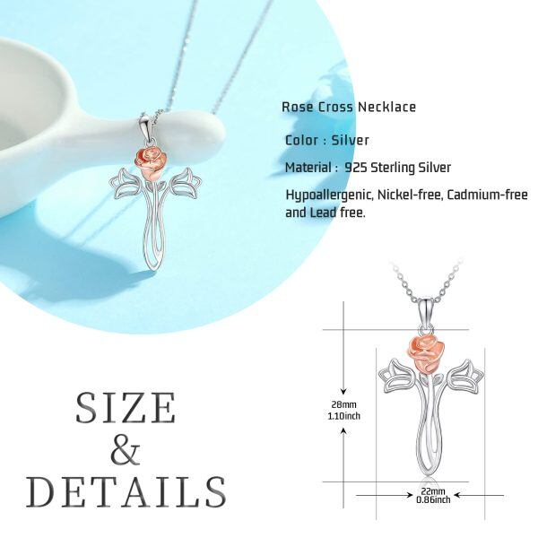 Sterling Silver Tulip Flower Cross Pendant Necklace for women-1