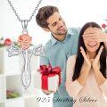 wholesale 925 Sterling Silver & 18K Rose Gold Plated Flower Cross Necklace for Women Girls-0-6