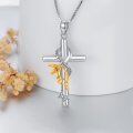 wholesale 925 Sterling Silver Infinity Heart Cross Pendant Necklaces with Gold Plated Flower Charm and Cubic Zirconia Stones for Women Girls Gifts (Love Forever)-0-3