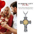 wholesale 925 Sterling Silver Cross Pendant Necklace with Gold Sunflower and Celtic Knots Design for Women Gifts-0-5