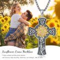 wholesale 925 Sterling Silver Cross Pendant Necklace with Gold Sunflower and Celtic Knots Design for Women Gifts-0-6