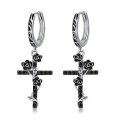 wholesale 925 Sterling Silver Cross & Rose CZ Dangle Drop Earrings for Women Girls-0-0